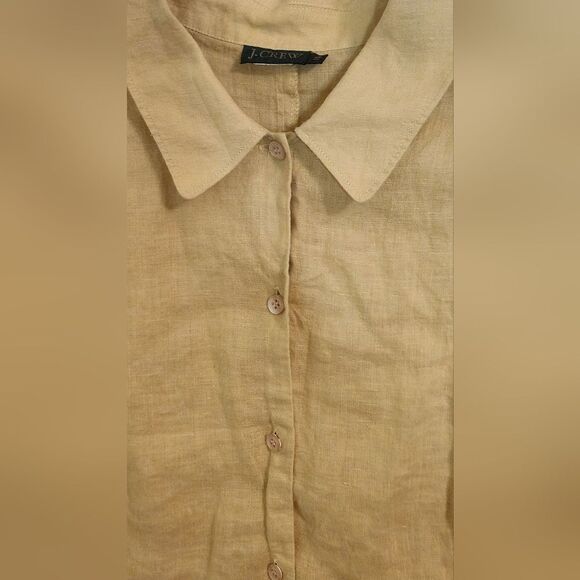 J.Crew 14 Butter Yellow Shrtslv LINEN Buttons Up Women’s Shirt - Picture 4 of 9